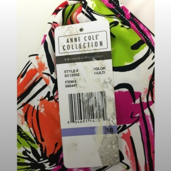 Ann Cole Collection Plus Women's One-Piece Bathing Swimsuit 18 Pink Orange White - Picture 5 of 5